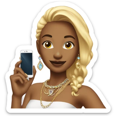 selfie with phone and jewelry sticker