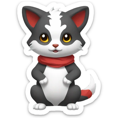 Cute cool black red white grey animal hybrid Fakemon full body sticker