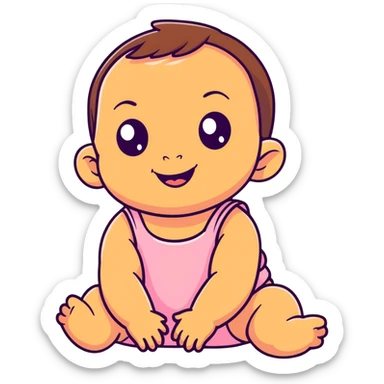 smiling baby girl with big eyes and medium skin tone sticker
