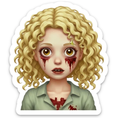 zombie girl curly blonde hair  sticker