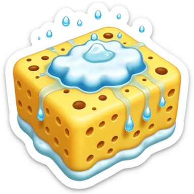 foam sponge object icon, soft sponge with soap foam, glossy wet look, 3D cartoon, mobile game icon style, centered, clean background, no text, no watermark

 sticker