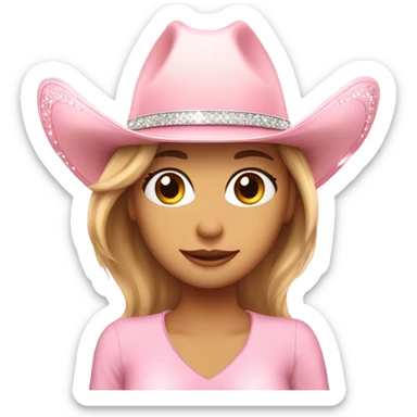 light pink cowgirl hat with sparkles  sticker