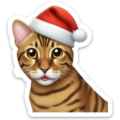 Bengal cat in Santa hat sticker