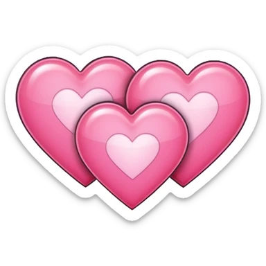 three pink pixel hearts with white-glowing effect sticker