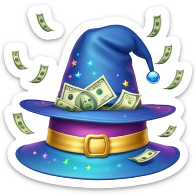 gorro de magia lleno de dolares sticker