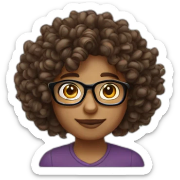 brown skin curly hair with glasses shows like thumb sticker