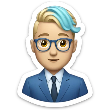 mac miller with a blonde comb over skin fade wearing a blue suit on laptop sticker