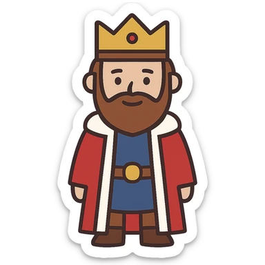 flat toon style king with crown sticker