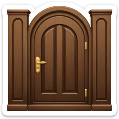 porta única de madeira arredondada no topo, sem rosto, elegante sticker