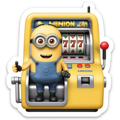 Minion playing slot machine sticker