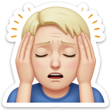 Face clutching head in agony and pain sticker