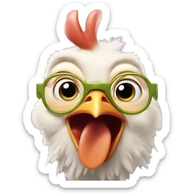 Chicken little from the movie chicken little with his tongue out and two peace signs  sticker