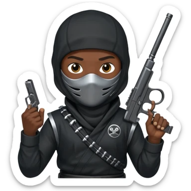 Una persona que sea así 🥷 pero con una pistola  sticker