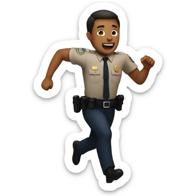 a guy running from a police man sticker