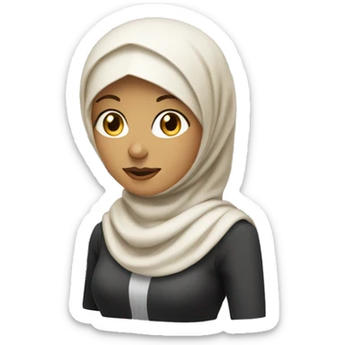 blonde female software engineer woman wearing a hijab with Macbook on the side sticker