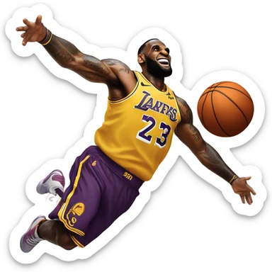 lebron james dunking basketball  sticker