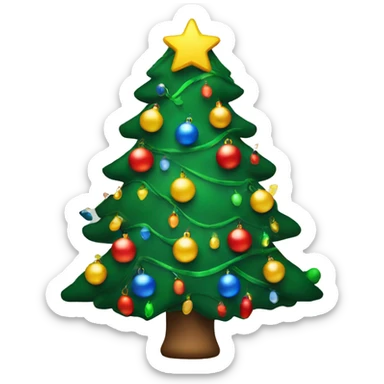 Christmas tree with lights and colourful ornaments  sticker