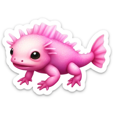 Gradient pink shimmery iridescent axolotl full body sticker