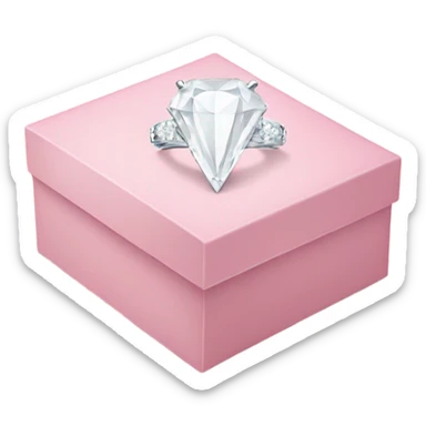 all white diamond ring in light pink box sticker