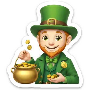 leprechaun with a pot of gold  sticker