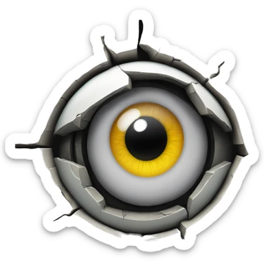 a robot eye that peeks in the cracks sticker