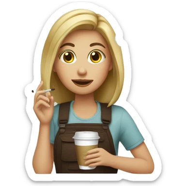 Girl with coffee and vape sticker
