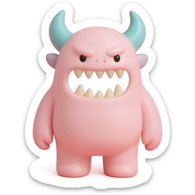 scary monster with horns and sharp teeth, detailed sticker