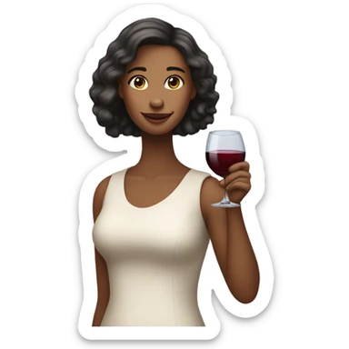 Girl with glass of wine on hand  sticker