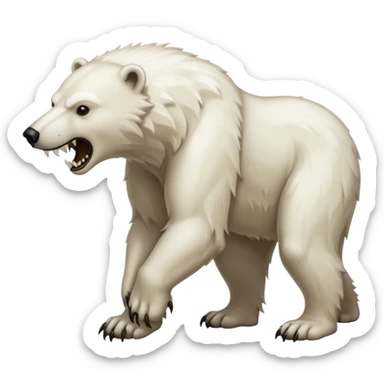 Completely brown polar bear with a wolf’s tail and long sabertooth fangs sticker