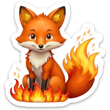 Fuchs der in lodernden Flammen sitz mit Cartoon touch sticker