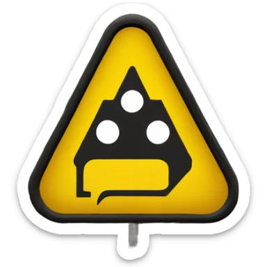 alert road sign tirangular shape, with yellow background and clear black color exclamation  mark ("!") at center sticker
