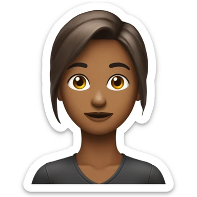 Une fille avk son téléphone, cheveux noirs longs, yeux marrons sticker