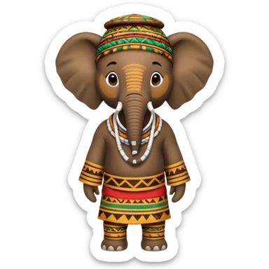 a-3d-cartoon-african-elephant-from-the-1800s-wearing-traditional-african-tribal-clothing,-calm-expression,-natural-background,-memoji-style-realism. sticker
