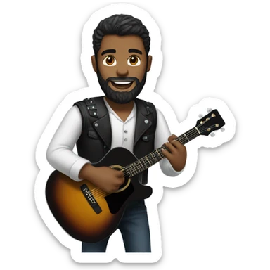 Attractive bearded man playing black guitar sticker
