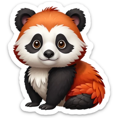 Feathered red and white panda mixed with goose sticker