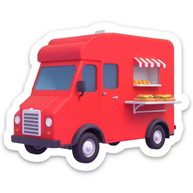 generate me a 3D red truck shaorma food truck  sticker