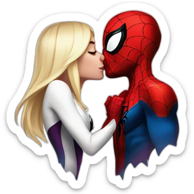 Spiderman and Spider-Gwen kissing sticker