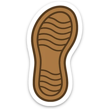 Create an emoji style sandal sole, matching the reference image, with a simplified tread pattern, viewed directly from the bottom, classic emoji look. sticker