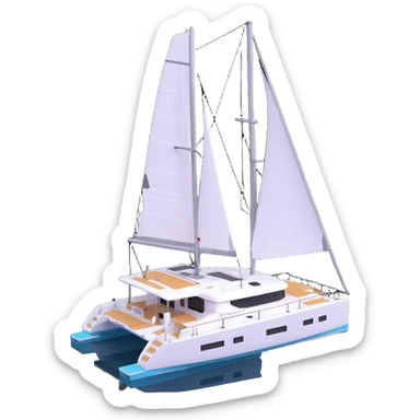 a lagoon 42 catamaran with no wording on the boat  sticker