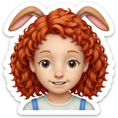 kid with braces bunny eared red haired curly sticker
