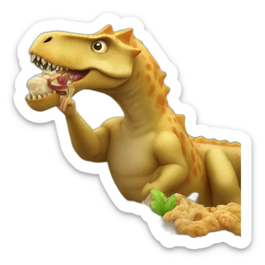 crazy man eating perogis on a dinosaur sticker