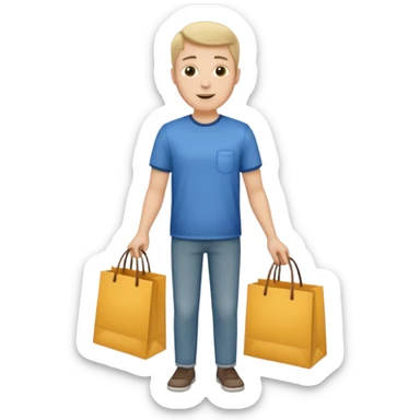 a white man with clothing shopping bag sticker