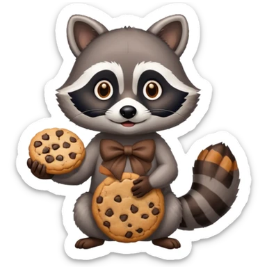 A raccoon is holding a cookie in his hands sticker