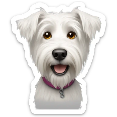 Thin shaggy scruffy white terrier dog sticker