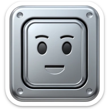 A futuristic microchip emoji made of polished silver chrome, minimal circuit details, smooth metallic surface, soft lighting, iOS emoji style, centered, clean white background sticker