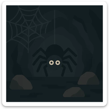 Flat design style spider in the cave sticker