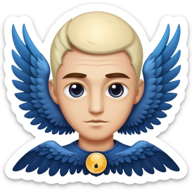 Moon eye man with wings and claws on the back sticker