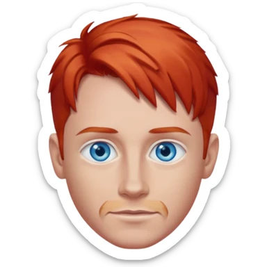Dave Farrell with blue eyes, red hair sticker
