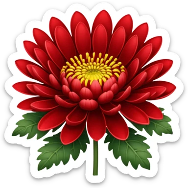 chrysanthemum flower full red sticker
