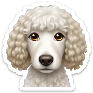 pudel white dog, with girl  brown,long hair sticker